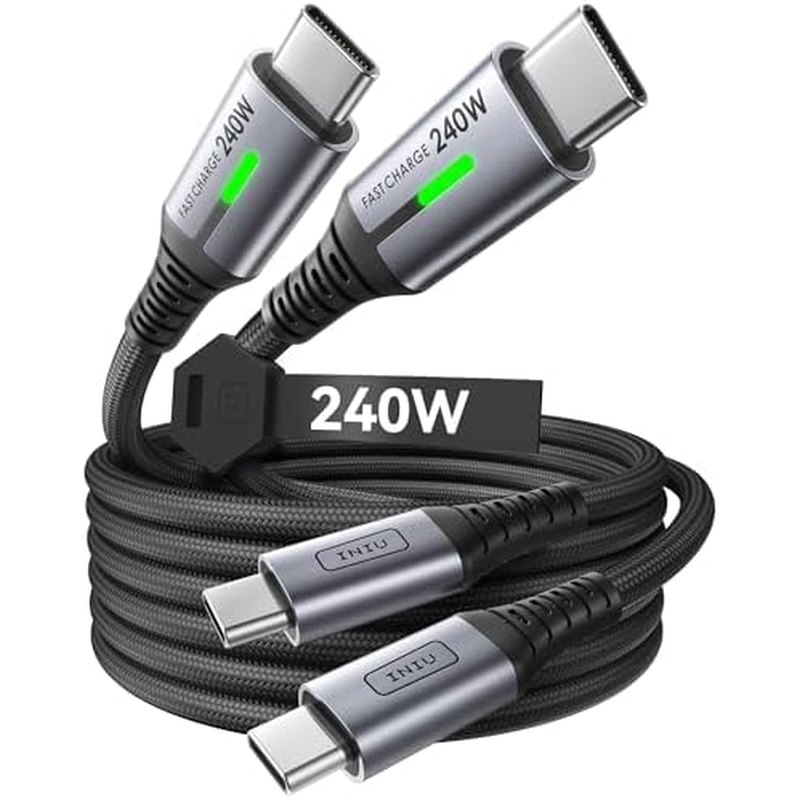 INIU 240 W USB-C to USB-C Cable, 2-Pack (6.6 ft)