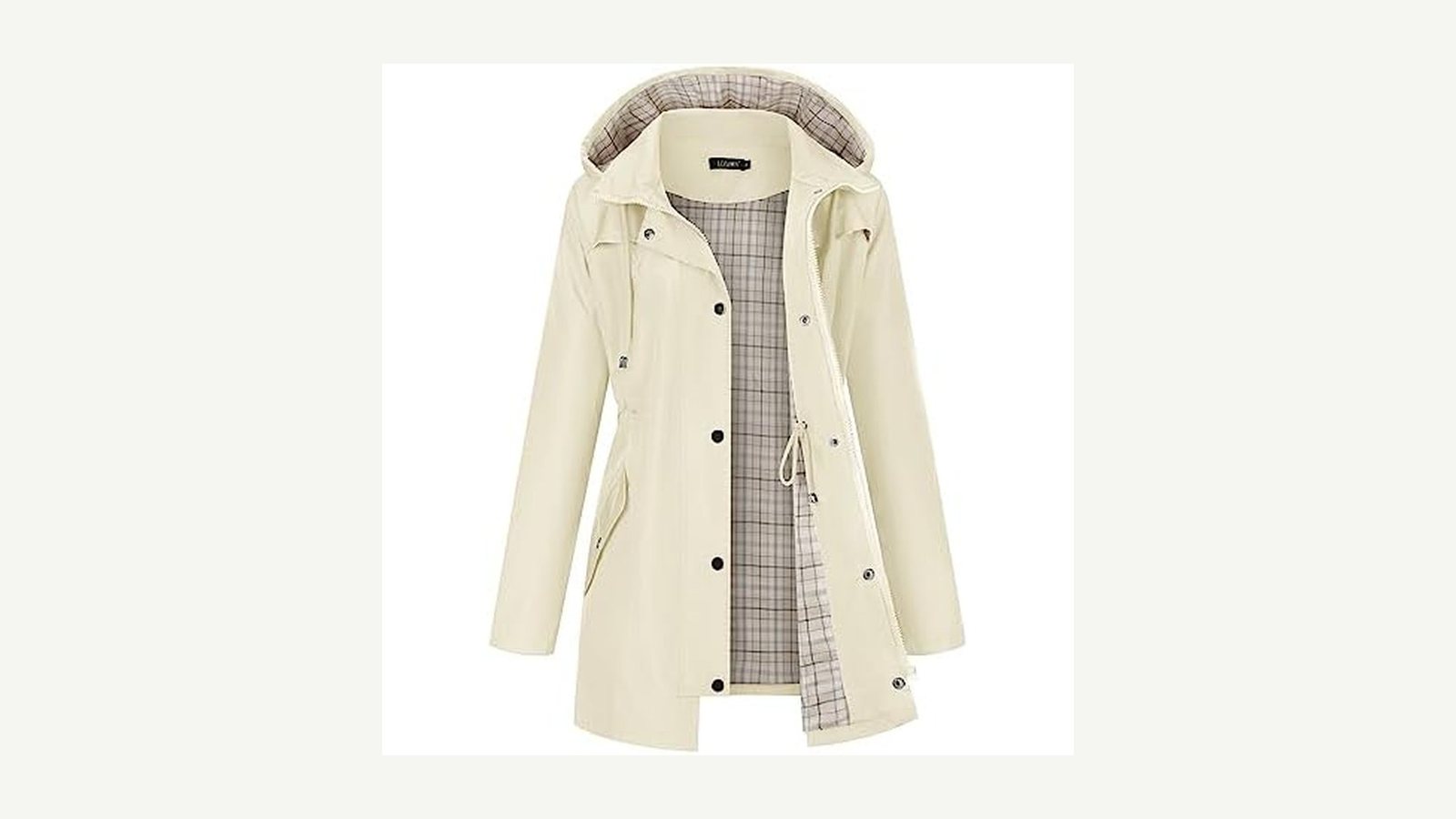LOMON women's lined rain jacket on a plain background