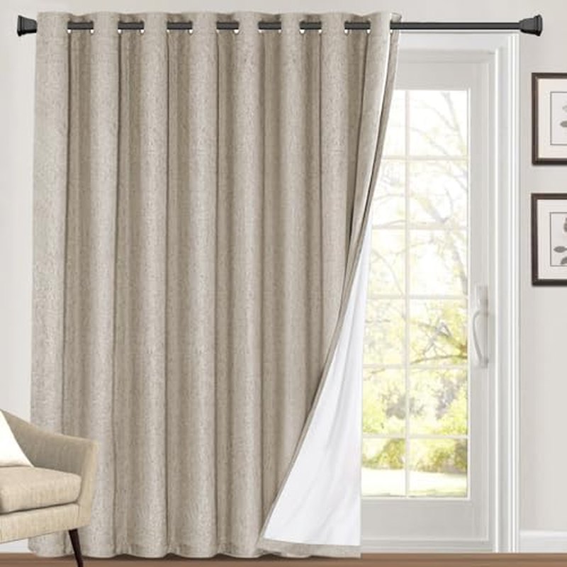 PrinceDeco 100% Blackout Linen Curtain, 100 × 108 in