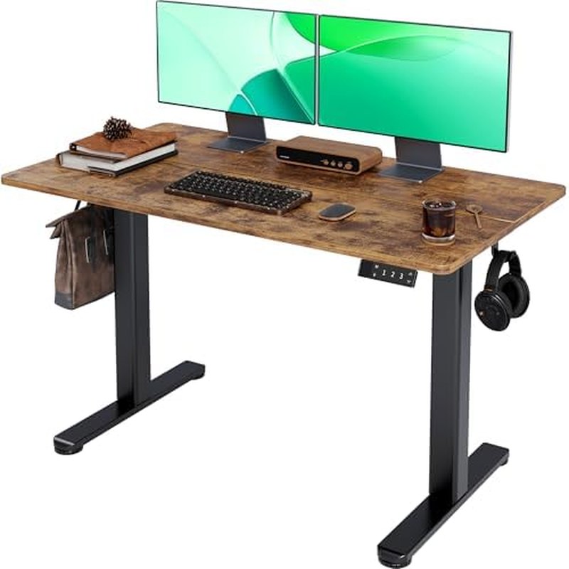 Claiks Electric Standing Desk, 48 × 24 in, Rustic Brown