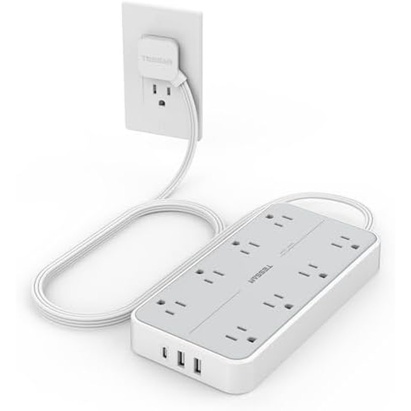 TESSAN 8-Outlet Flat Plug Power Strip (6 ft)