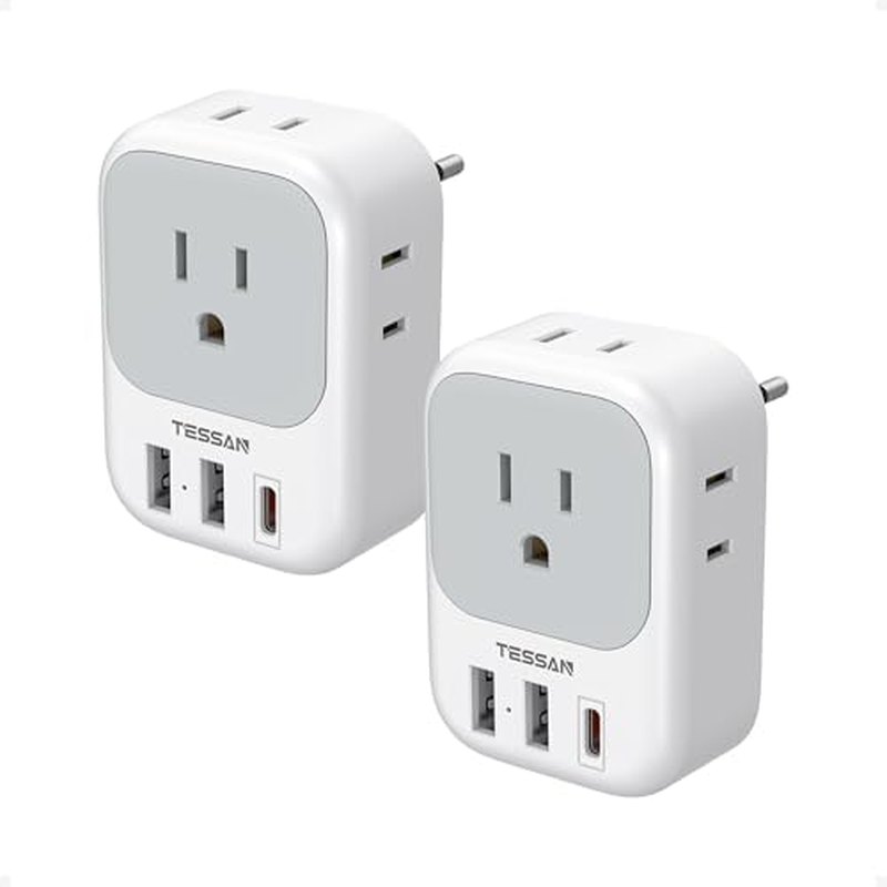 TESSAN European Travel Adapter, 2-Pack (Type C)