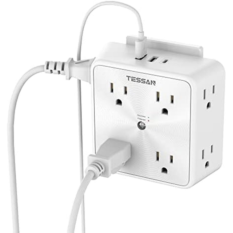 TESSAN 8-Outlet Wall Surge Protector with 3 USB