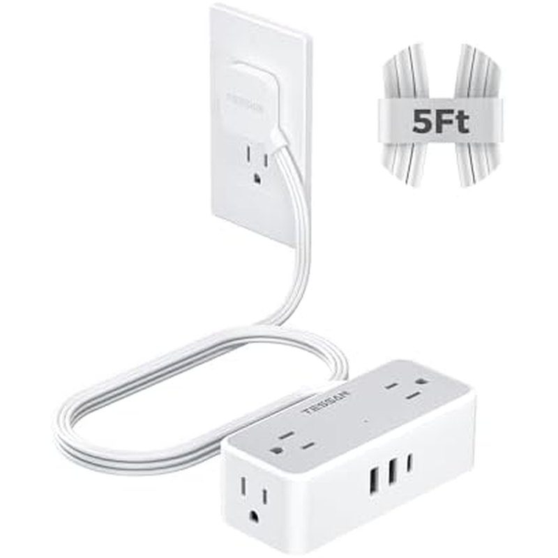 TESSAN 4-Outlet Power Strip with USB-C (5 ft)
