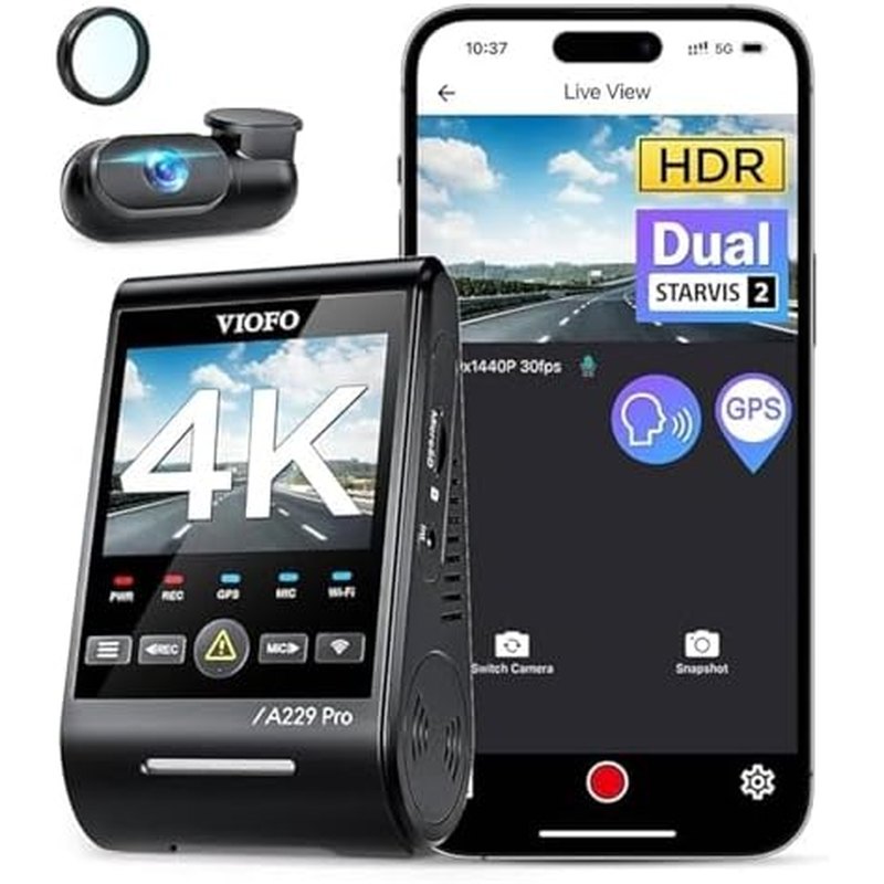 VIOFO A229 Pro 4K HDR Front and Rear Dash Cam