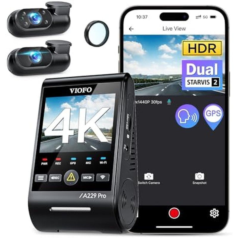 VIOFO A229 Pro 3-Channel Dash Cam (Front, Rear, Interior)